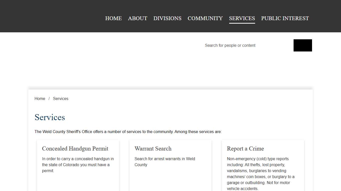 Services Weld Sheriff